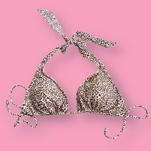 early 2000s pink cheetah print bikini top